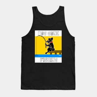 DOG GONE FISHING BLACK LAB CARTOON Tank Top